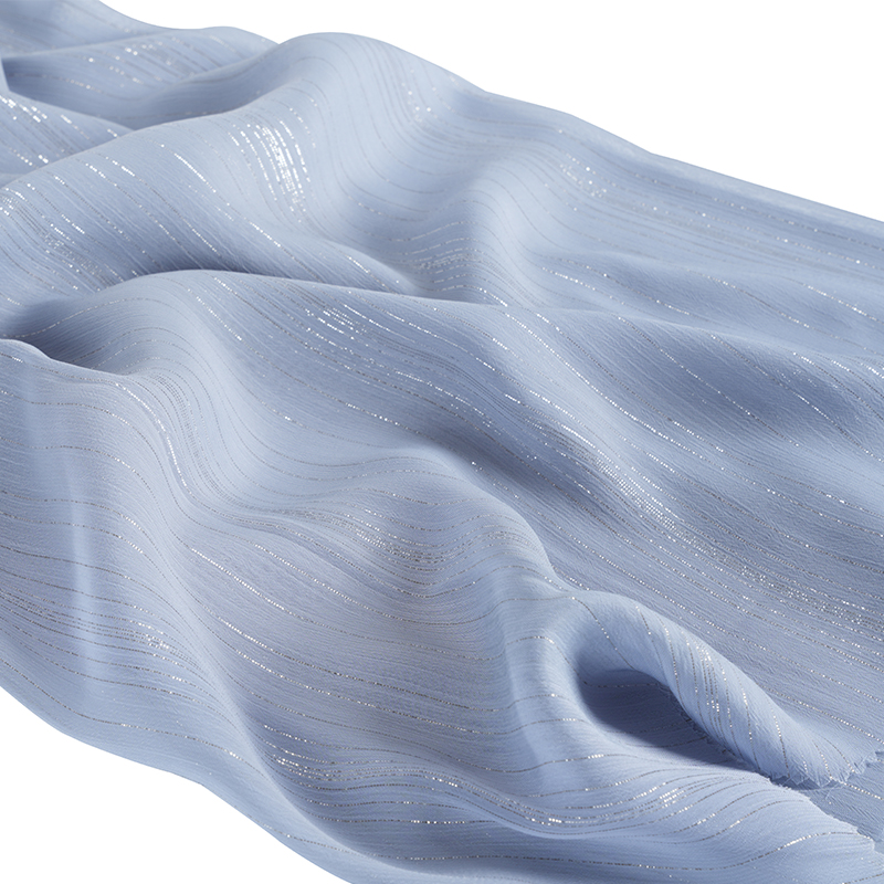 75D nepravidelný strieborný hodvábny šifónový krep