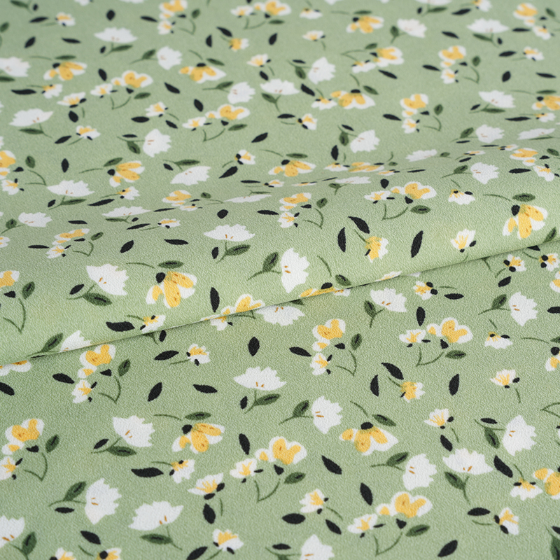 2026*75 False Twist Silk Flower Yao Crepe Small Floral Print Látka