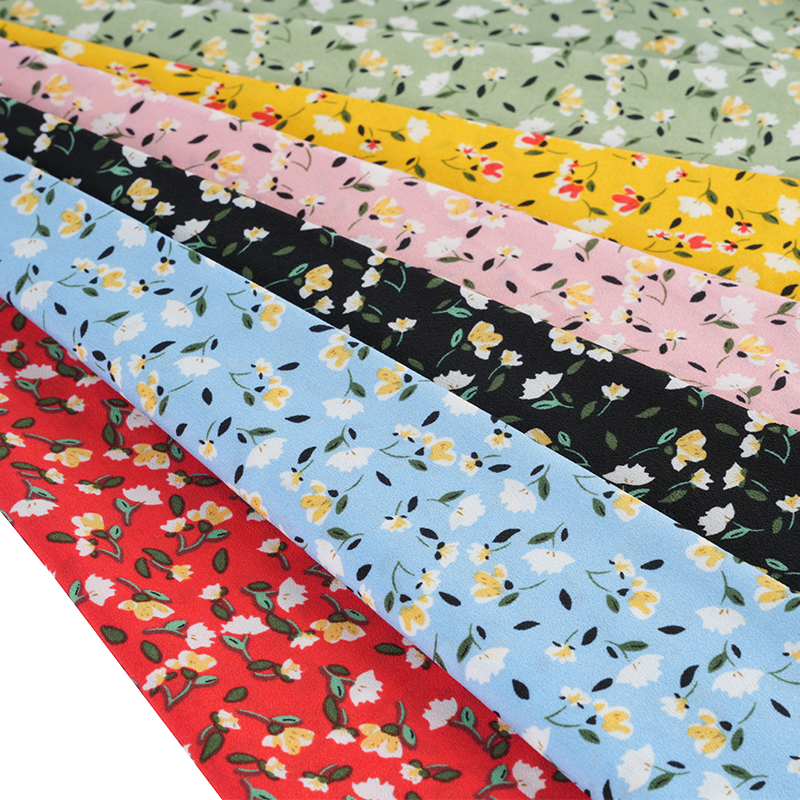 2026*75 False Twist Silk Flower Yao Crepe Small Floral Print Látka