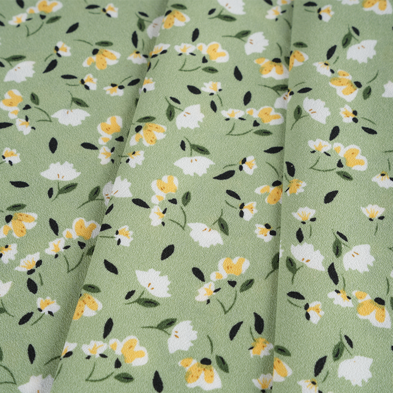 2026*75 False Twist Silk Flower Yao Crepe Small Floral Print Látka