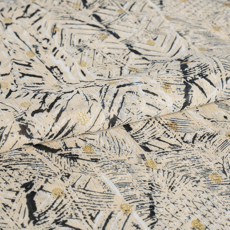 75D šifónová krepová tkanina s nepravidelným strapatým zlatom