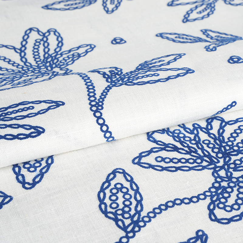 12S viskózová ľanová kvetinová penová potlač