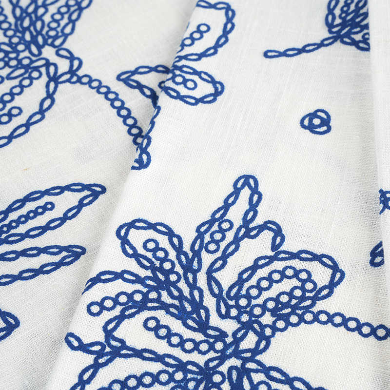 12S viskózová ľanová kvetinová penová potlač