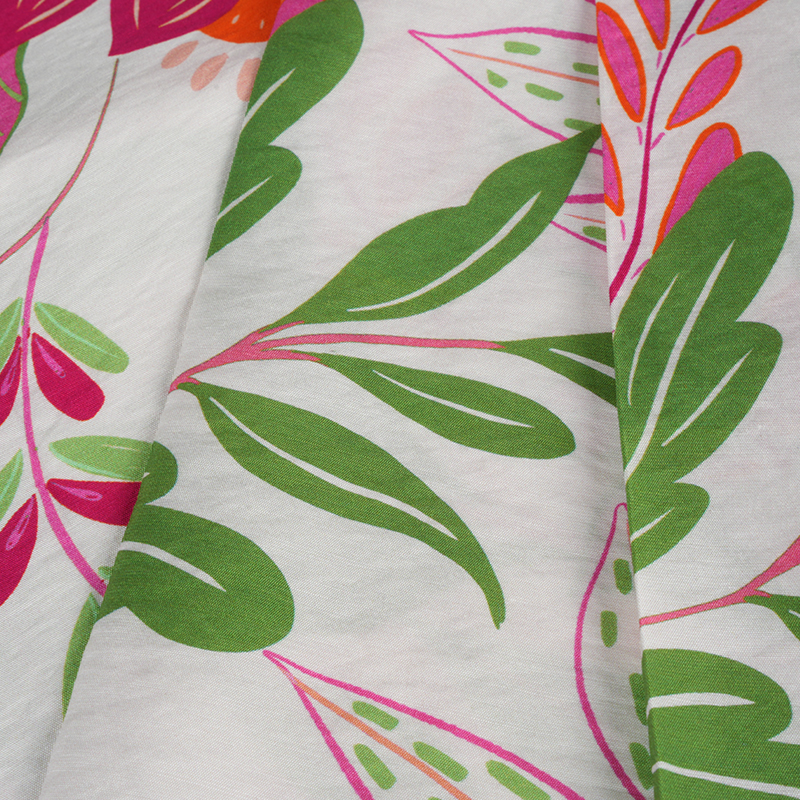 Rn Pololesklá hladká tkanina s potlačou Bird Of Paradise