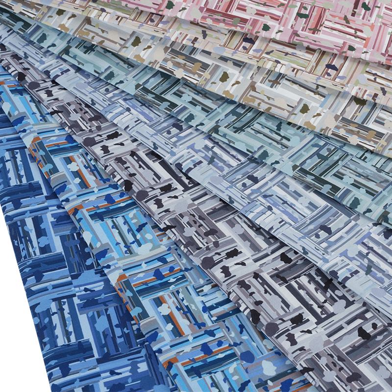 100D * 40S Cool hodvábna bavlna s abstraktným pozitívnym a negatívnym blokom pre digitálnu tlač